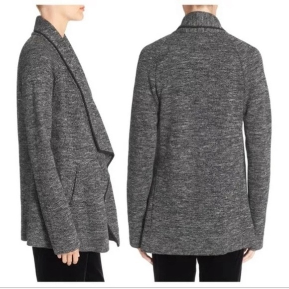 Theory Clarania Wimborne Draped Shawl Collar Sweater Jacket Size L - Picture 1 of 11